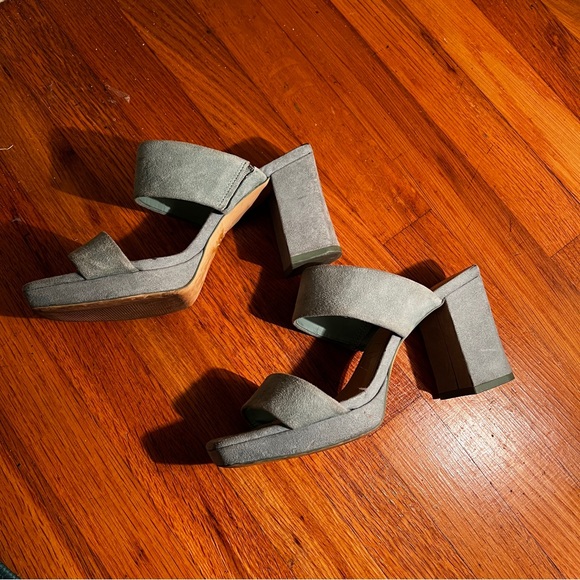 Zara blue suede block heels | chunky heels - Picture 2 of 5